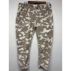 Citizens Of Humanity Utility Pants Womens Beige Camo Button Fly Flat Front 28